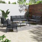 Salon de jardin 7 places - 2 canap�s, 2 fauteuils et 1 table basse - structure en acier galvanis� et ...