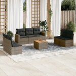 Vidaxl - salon de jardin 8 pcs avec coussins gris rsine tresse