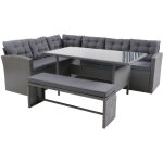 Salon de jardin 8 places en rsine anthracite et coussins verts moorea