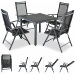 Salon de jardin aluminium anthracite bern 1 table bois composite 4 chaises