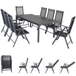 Salon de jardin aluminium anthracite bern 1 table bois composite 8 chaises