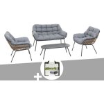 Hesperide - salon de jardin en aluminium paopao graphite + housse - 4 places - hespride