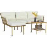 Outsunny - salon de jardin d'angle 4 places style exotique - coussins, table basse inclus - rsine tresse ...
