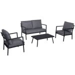 C�monjardin - salon de jardin bas en aluminium gris fonc� - 4 places