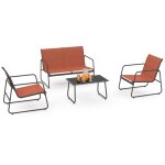Idmarket - salon de jardin bas malaga 4 places avec canapé, fauteuils et table terracotta Idmarket - salon de jardin bas malaga 4 places avec canapé, fauteuils et table terracotta