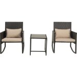 Habitat et jardin - salon de jardin a bascule en r�sine tress�e 'garden' - noir