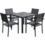 Happy garden - salon de jardin bergamo en textil�ne gris 4 places - aluminium anthracite
