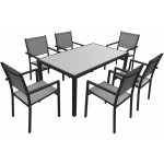 Happy garden - salon de jardin bergamo en textil�ne gris 6 places - aluminium anthracite