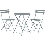 Beliani - salon de jardin bistrot table et 2 chaises en acier gris pliable avec patins fiori