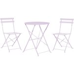 Salon de jardin bistrot table et 2 chaises en acier violet avec patins fiori