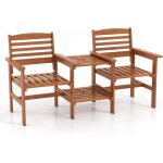 Salon de jardin en bois 3pcs 2 personnes, fauteuil / chaise de jardin exterieur et table int�gr� avec ...