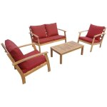 Salon de jardin en bois 4 places - ushua�a - canap�. fauteuils et table basse en acacia. design bois ...