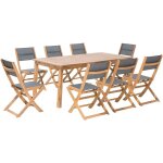 Salon de jardin compos d'une table extensible 180 / 240 x 100 cm et de 8 chaises pliables en textile ...