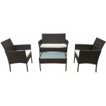 Happy garden - salon de jardin corfou en rsine tresse marron 4 places - coussins beige