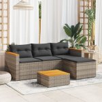Salon de jardin avec coussins 3 pcs gris r�sine tress�e - vidaxl