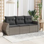 Vidaxl - salon de jardin avec coussins 3 pcs gris rsine tresse