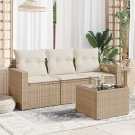 Vidaxl - salon de jardin avec coussins 4 pcs beige rsine tresse