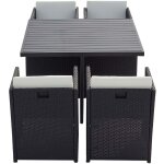 Table et chaise 4 places encastrables alu rsine gris - blanc sunset