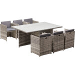 Salon de jardin encastrable 6 personnes en r�sine tress�e gris miami