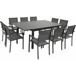 Salon de jardin extensible 10 places de 140 / 200cm en textil�ne gris - aluminium anthracite venezia ...