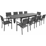 Happy garden - salon de jardin extensible 10 places de 180 / 300cm en textil�ne gris - aluminium anthracite ...