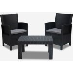 Grand soleil ? salon de jardin ext�rieur 2 fauteuils avec coussins ? table basse rectangulaire 78x53cm ...