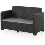 Salon de jardin extrieur 4 places en rsine tresse (1 table basse + 1 canap 2 places + 2 fauteuils) ...