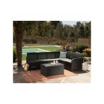 Allibert - salon de jardin en imitation rsine tresse avec table basse range - coussins - 6 personnes ...