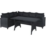 Salon de jardin 5 places en acier et r�sine tress�e ? table haute et canap�s ? coussins �pais 8 / 15 ...