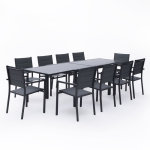 Happy garden - salon de jardin lampedusa extensible en textil�ne gris 10 places - aluminium anthracite ...