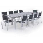 Happy garden - salon de jardin lampedusa extensible en textil�ne gris 10 places - aluminium blanc