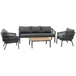 Hesperide - salon de jardin oriengo anthracite & graphite 5 places en aluminium trait� �poxy - hesp�ride ...