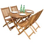 Salon de jardin ovale en acacia fidgi - 4 chaises Salon de jardin ovale en acacia fidgi - 4 chaises