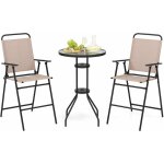 Salon de jardin pour patio cadre m�tallique avec table basse en verre tremp�, ensemble de 2 chaises pliantes ...