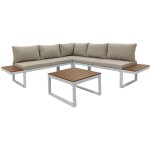 Salon de jardin rebecca mobili toog 65x134, 5x61 aluminium polywood blanc marron moderne ensemble 2 pi�ces ...