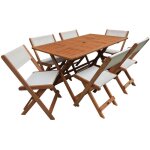 Habitat et jardin - salon de jardin repas 'soul' - 1 table + 6 chaises - maple - beige
