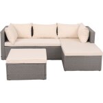 Concept - usine - salon de jardin en rsine tresse 4 places gris / beige lecci