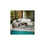 Salon de jardin rsine tresse 5 places + table basse