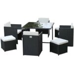 Jardideco - salon de jardin en r�sine tress�e artigas ii 4 - 8 places noir