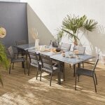 Salon de jardin table extensible - philadelphie gris anthracite - table en aluminium 200 / 300cm. plateau ...