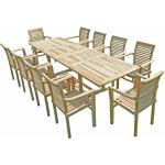 C&l jardin - salon de jardin en teck batan 10 fauteuils empilables