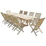 Salon de jardin en teck batan 10 fauteuils pliants