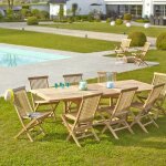 Berah getah - salon de jardin en teck massif extensible 8 / 10 places
