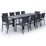 Happy garden - salon de jardin venezia extensible en textil�ne gris 10 places - aluminium anthracite