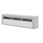 Salone srl - meuble tv moreno 160 cm suspendu ou debout béton clair / blanc mat Salone srl - meuble tv moreno 160 cm suspendu ou debout béton clair / blanc mat