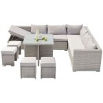 Concept - usine - samoa - salon de jardin encastrable gris en rsine tresse 10 places