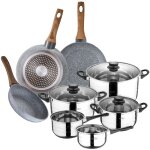 Batterie de cuisine en acier inoxydable de 8 pièces avec poêles à frire (18, 20, 24 cm) en aluminium ... Batterie de cuisine en acier inoxydable de 8 pièces avec poêles à frire (18, 20, 24 cm) en aluminium ...