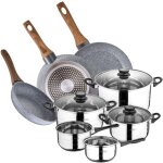Batterie de cuisine en acier inoxydable de 8 pièces avec poêle à frire (22, 26, 28 cm) en aluminium forgé ... Batterie de cuisine en acier inoxydable de 8 pièces avec poêle à frire (22, 26, 28 cm) en aluminium forgé ...