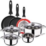 Cassel batterie 7 pices + 3 poles 16 / 20 / 24 cms rouge antiadhsif, induction - san ignacio