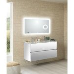 Meuble double vasque nolita blanc brillant avec miroir lite